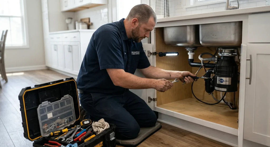 plumber-working-with-tools-under-a-sink-in-a-bright-clean-kitchen