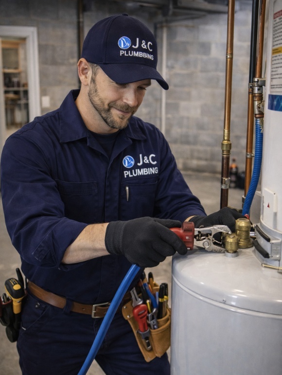 Water Heater Services Indianapolis technician repairing hot water tank